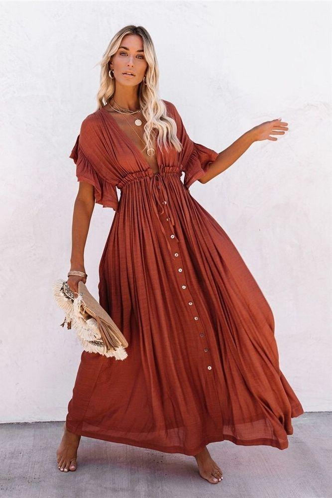 Robe Terracotta Longue Bohème | Femme ...